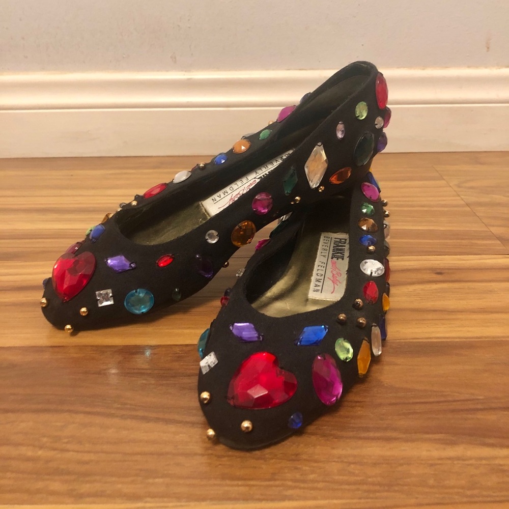 Vintage Beverly Feldman Frankie and Baby Jeweled Shoes 80s Retro size 6.5 - Picture 12 of 12